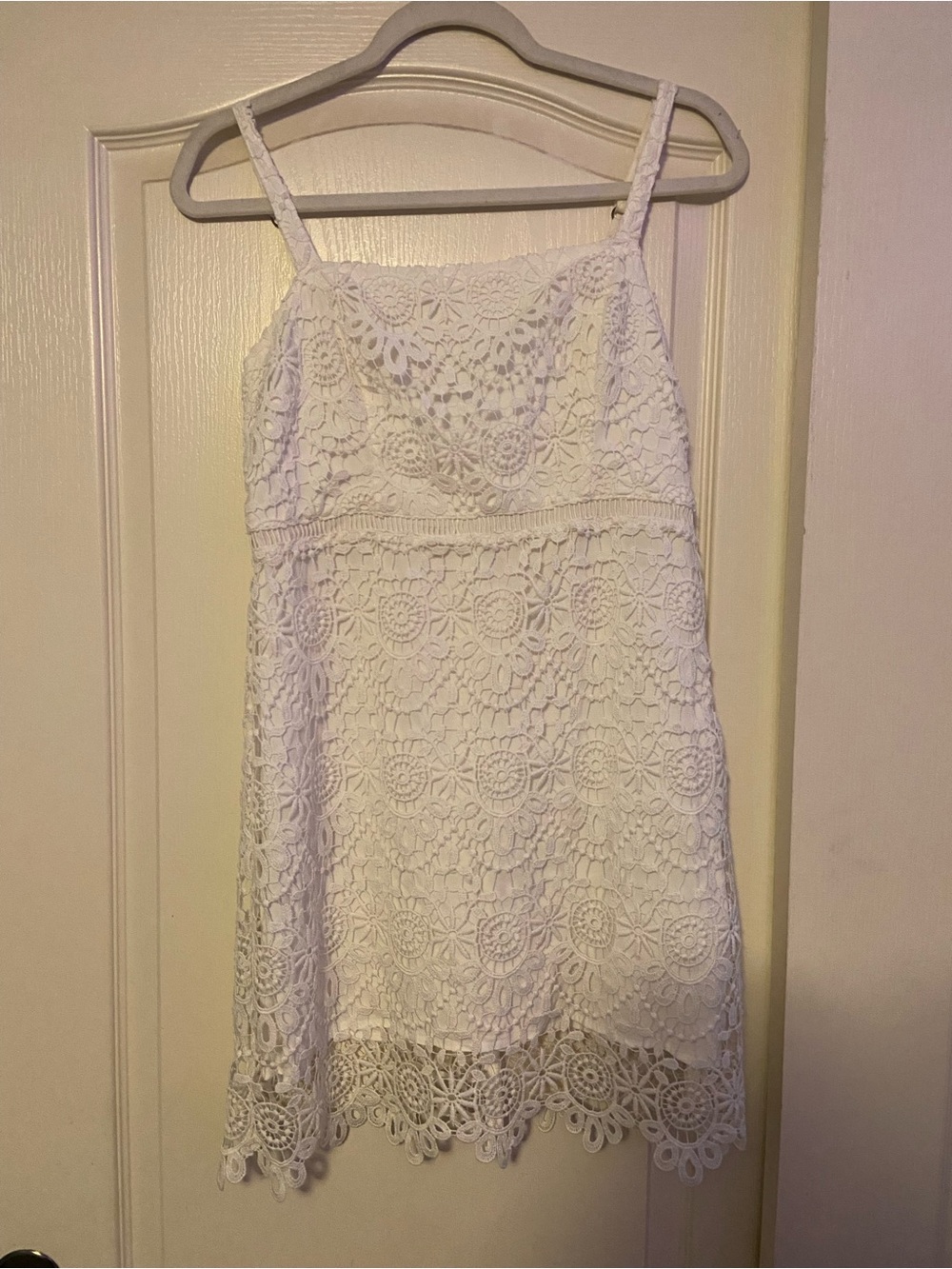 Hollister White Crochet Lace Spaghetti Strap Dress - S